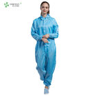 Class 1000 Cleanroom Anti Static Garments 98% Polyster 2% Carbon Fiber Hooded Coverall